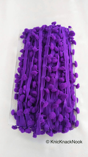 Purple Pom Pom Fringe Trim, Pompom Trimming, Tassels